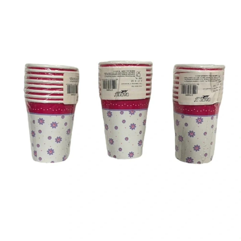Creative converting brand 3 sets of 8 floral cups, 24 total, new in packaging!